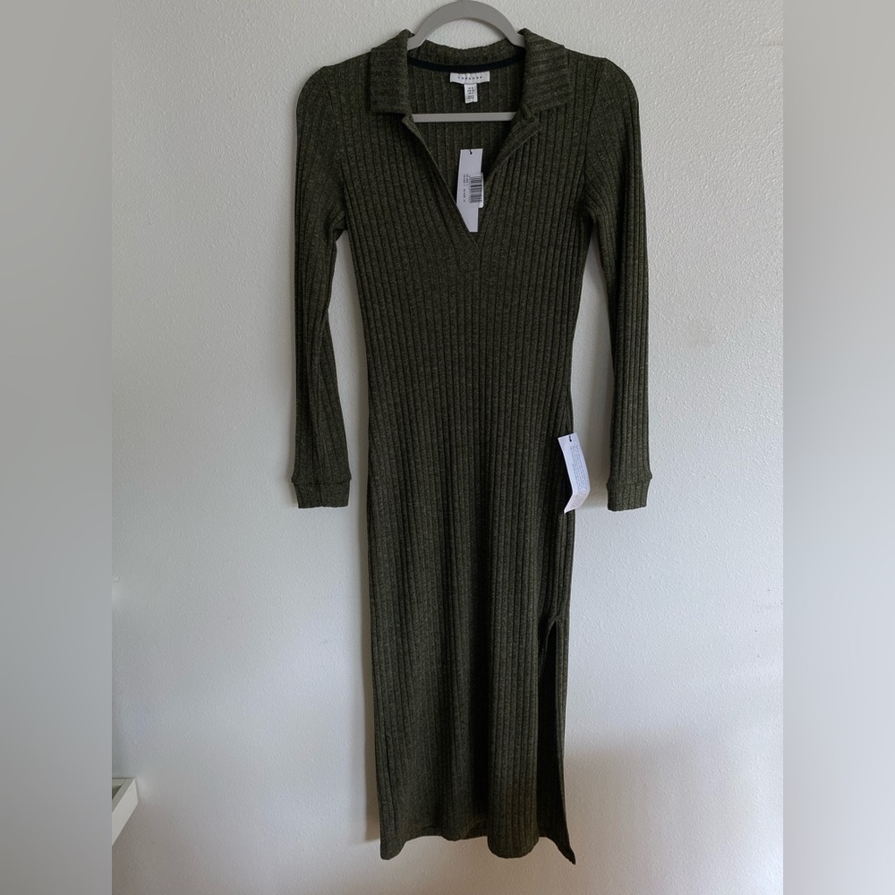 Topshop Women’s Green Mid Length Collared Dress, Size: US 4/ Small, Never worn